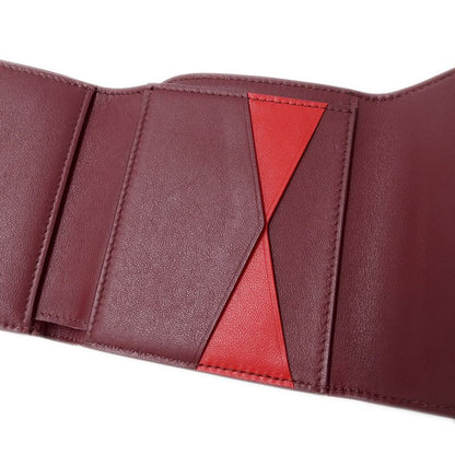 Bottega Veneta Wallet Bifold Leather Gold Red Wine Mini