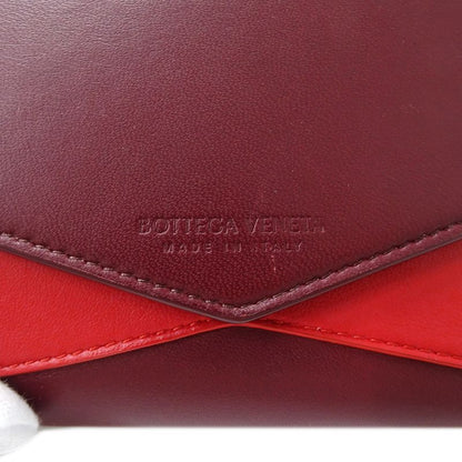 Bottega Veneta Wallet Bifold Leather Gold Red Wine Mini