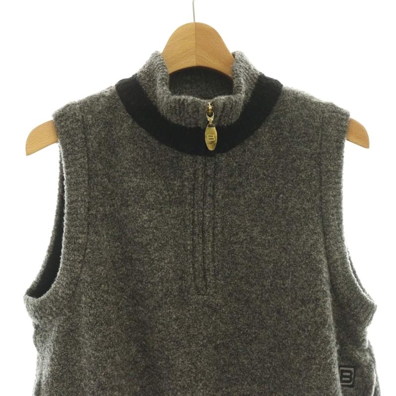 Balenciaga Half Zip Up Vest Wool Logo M Gray SS
