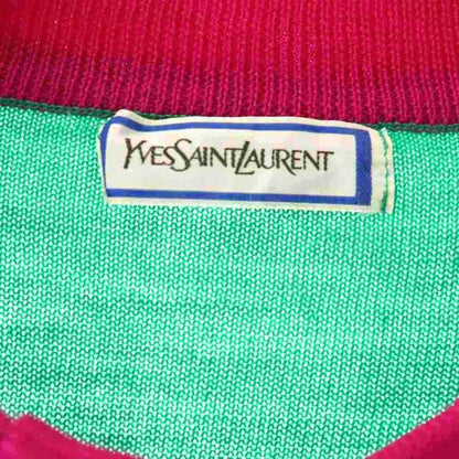 Saint Laurent Yves Vintage Knit Cardigan Long Sleeve Crew Neck Wool Golden