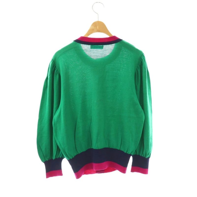 Saint Laurent Yves Vintage Knit Cardigan Long Sleeve Crew Neck Wool Golden