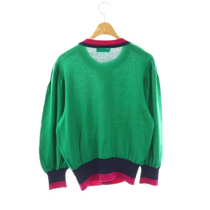 Saint Laurent Yves Vintage Knit Cardigan Long Sleeve Crew Neck Wool Golden