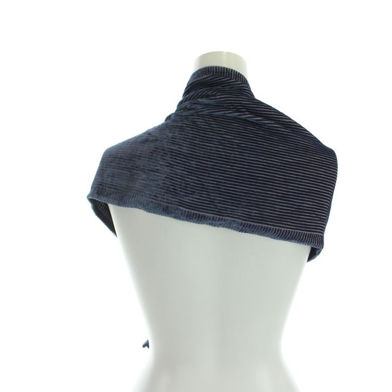 Gucci Scarf Shawl Velour Border Logo Silk Navy