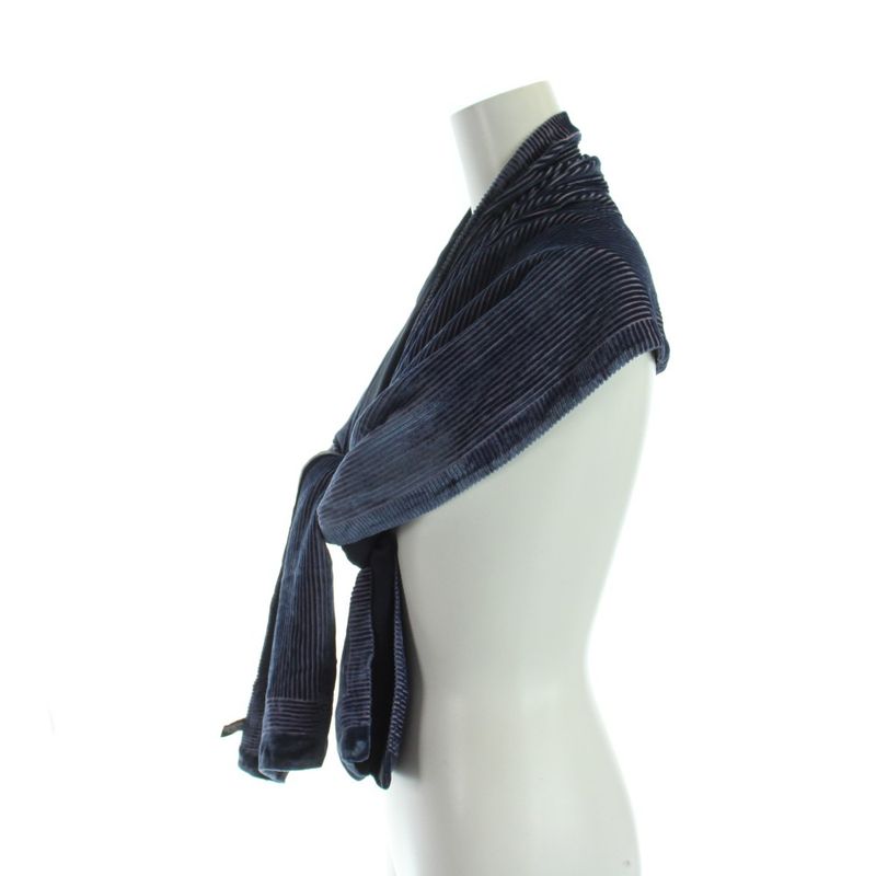 Gucci Scarf Shawl Velour Border Logo Silk Navy