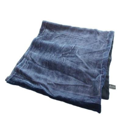 Gucci Scarf Shawl Velour Border Logo Silk Navy