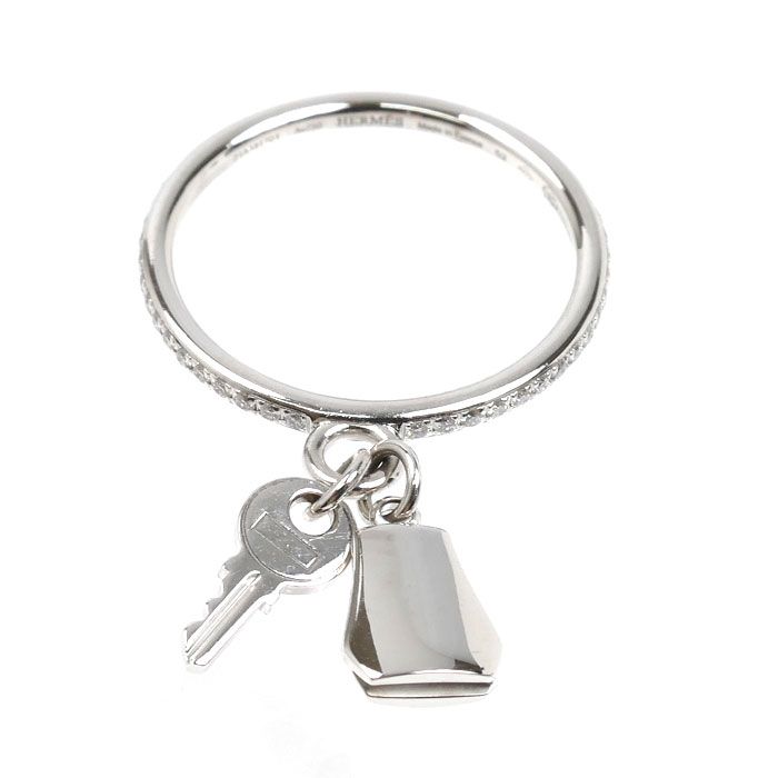 Hermes 18k White Gold Kelly Clochette PM Ring Diamond