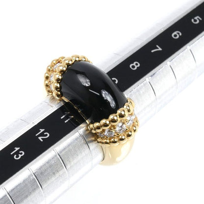 Van Cleef & Arpels 18k Yellow Gold Perlee Coule Ring Diamond Onyx
