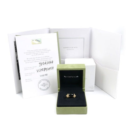 Van Cleef & Arpels 18k Yellow Gold Perlee Coule Ring Diamond Onyx