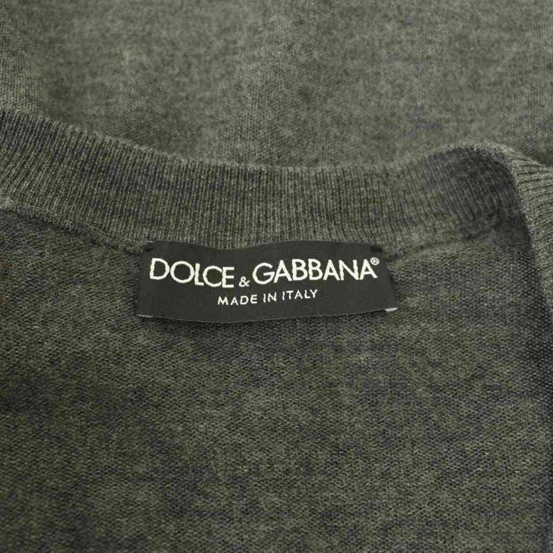 Dolce & Gabbana Cardigan Silk Cashmere Gray V-neck Pocket AZ