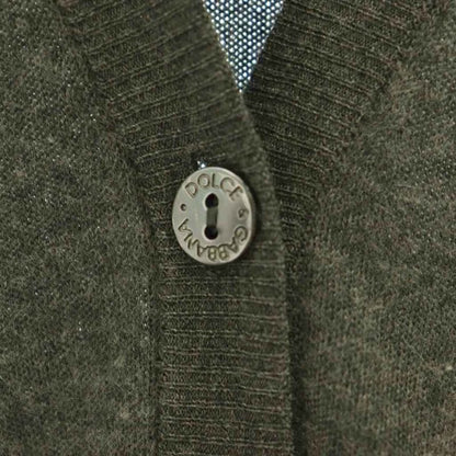 Dolce & Gabbana Cardigan Silk Cashmere Gray V-neck Pocket AZ