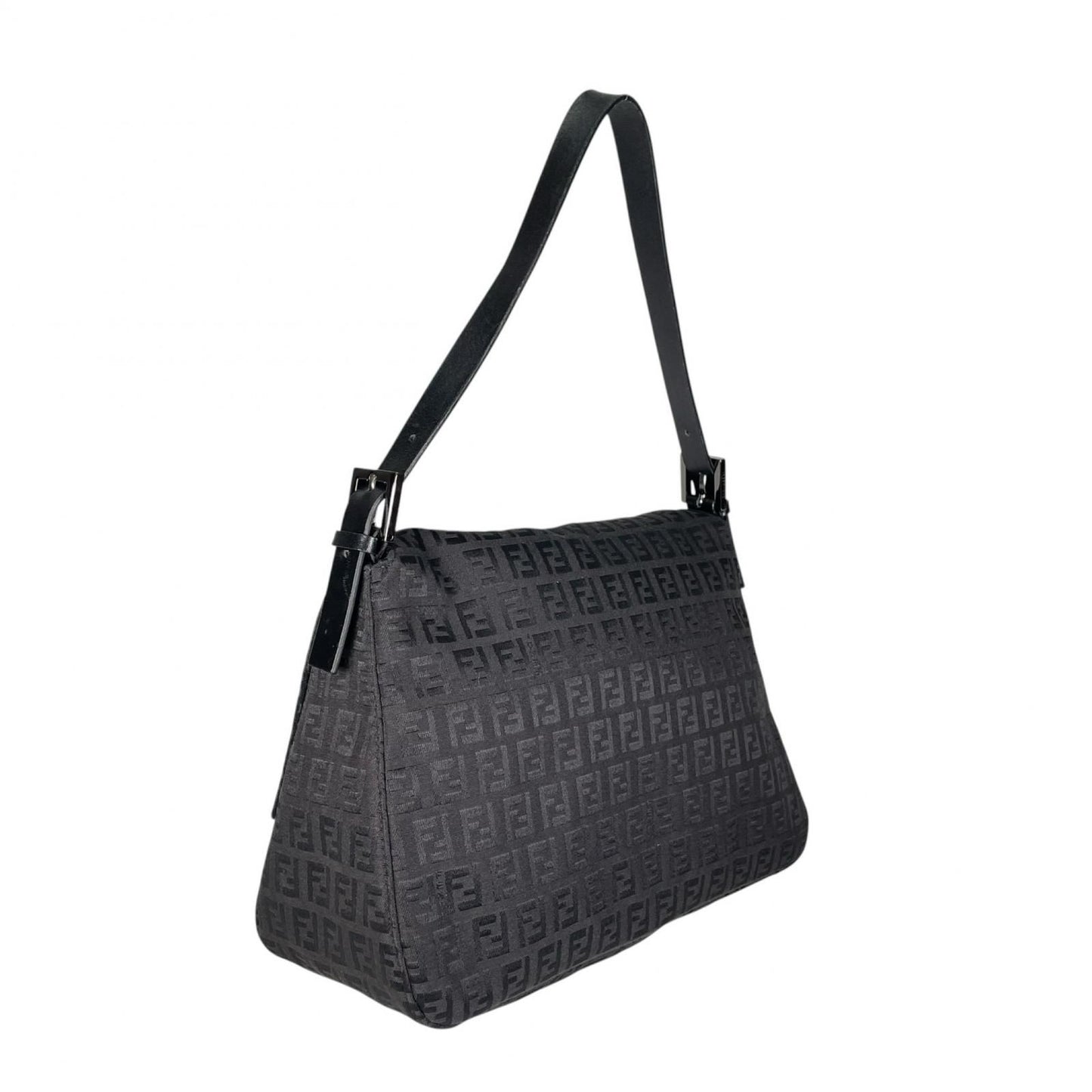Fendi Zucchino Mamma Baguette Shoulder Bag Canvas Black — view 3