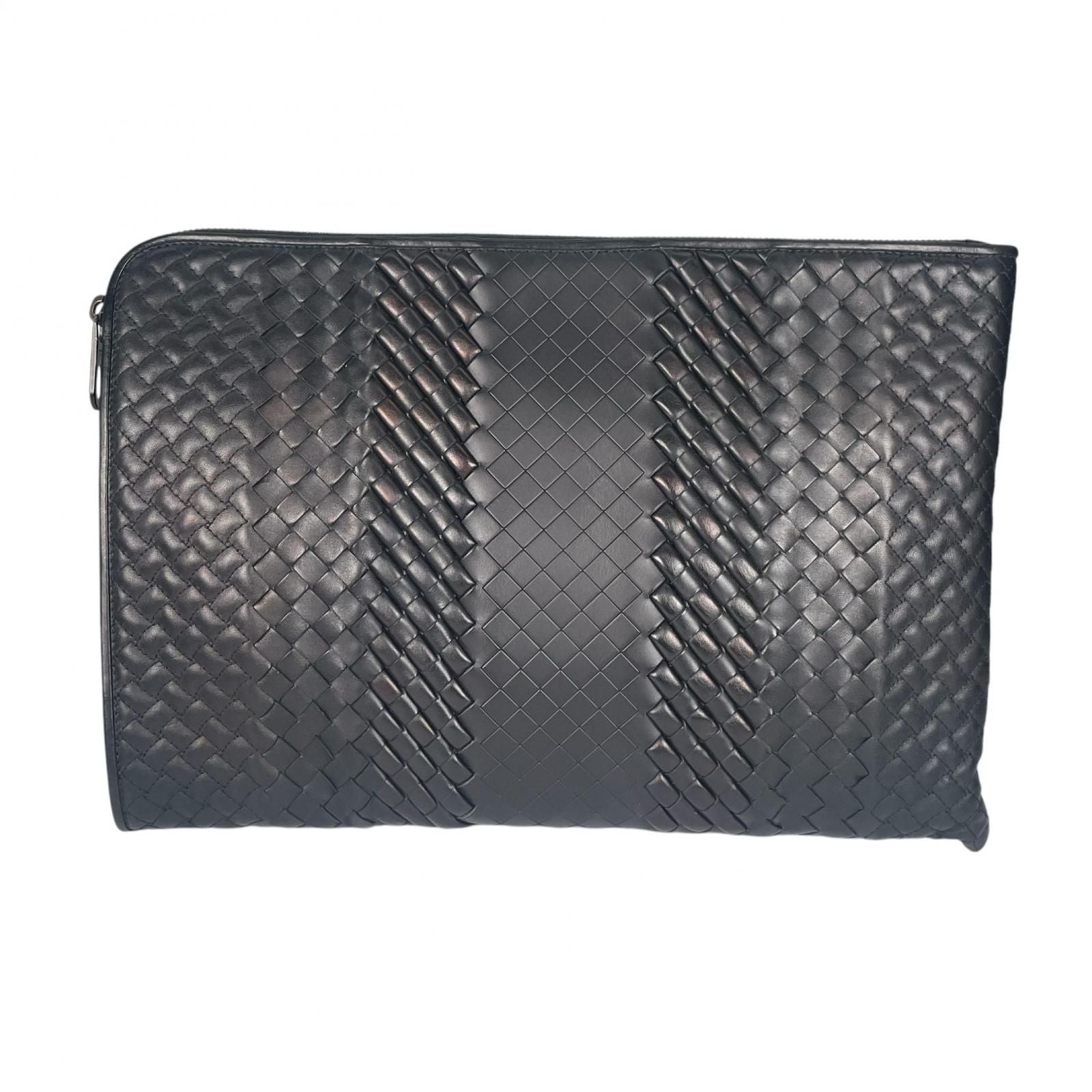 Bottega Veneta Intrecciato Clutch Leather Black