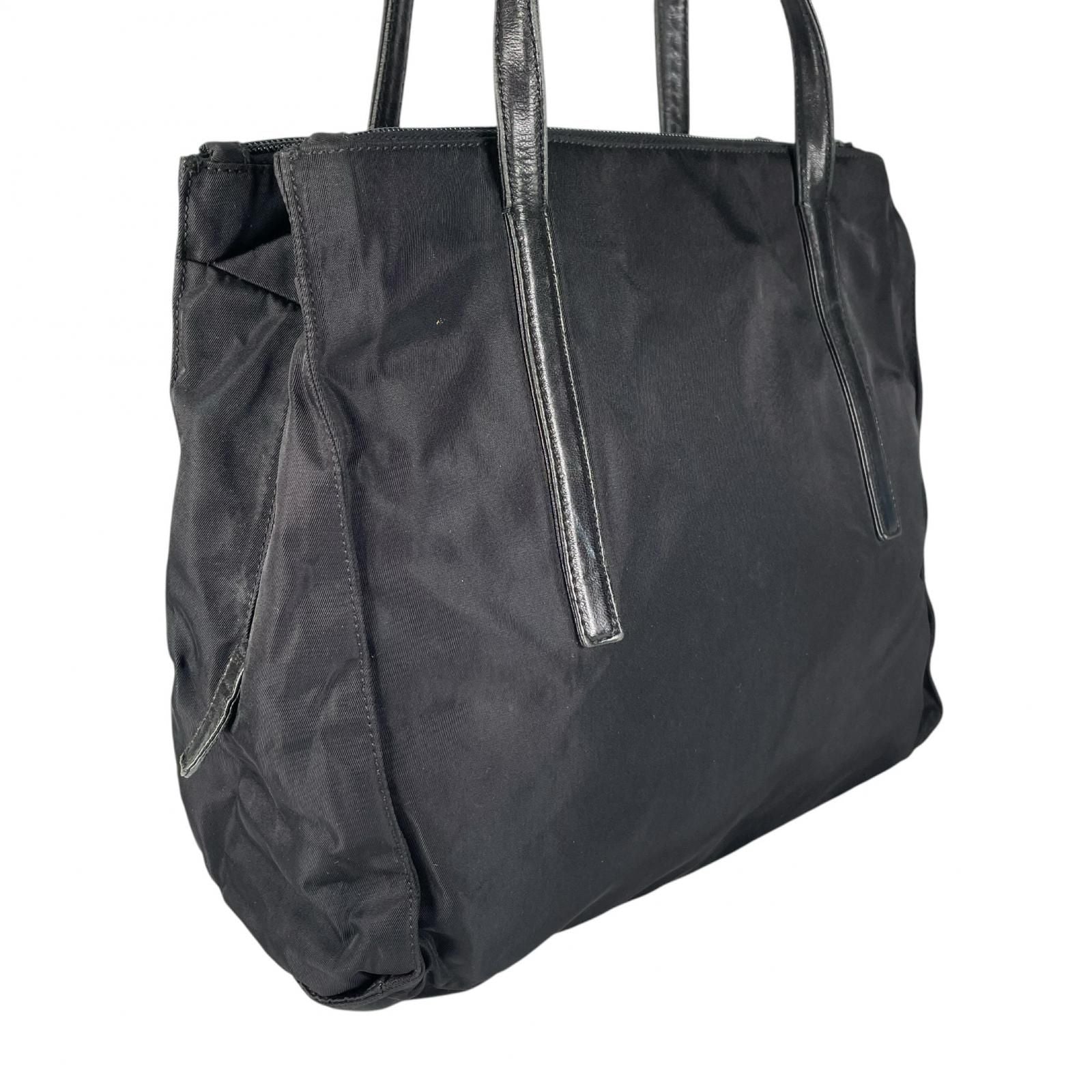 Prada Triangle Logo Tote Bag Nylon Black — view 4
