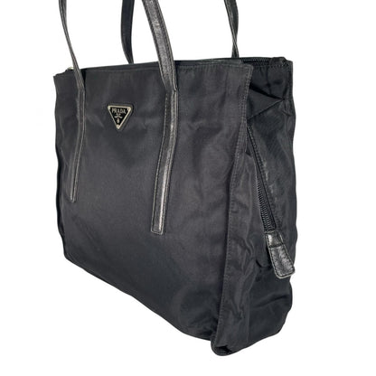 Prada Triangle Logo Tote Bag Nylon Black — view 3