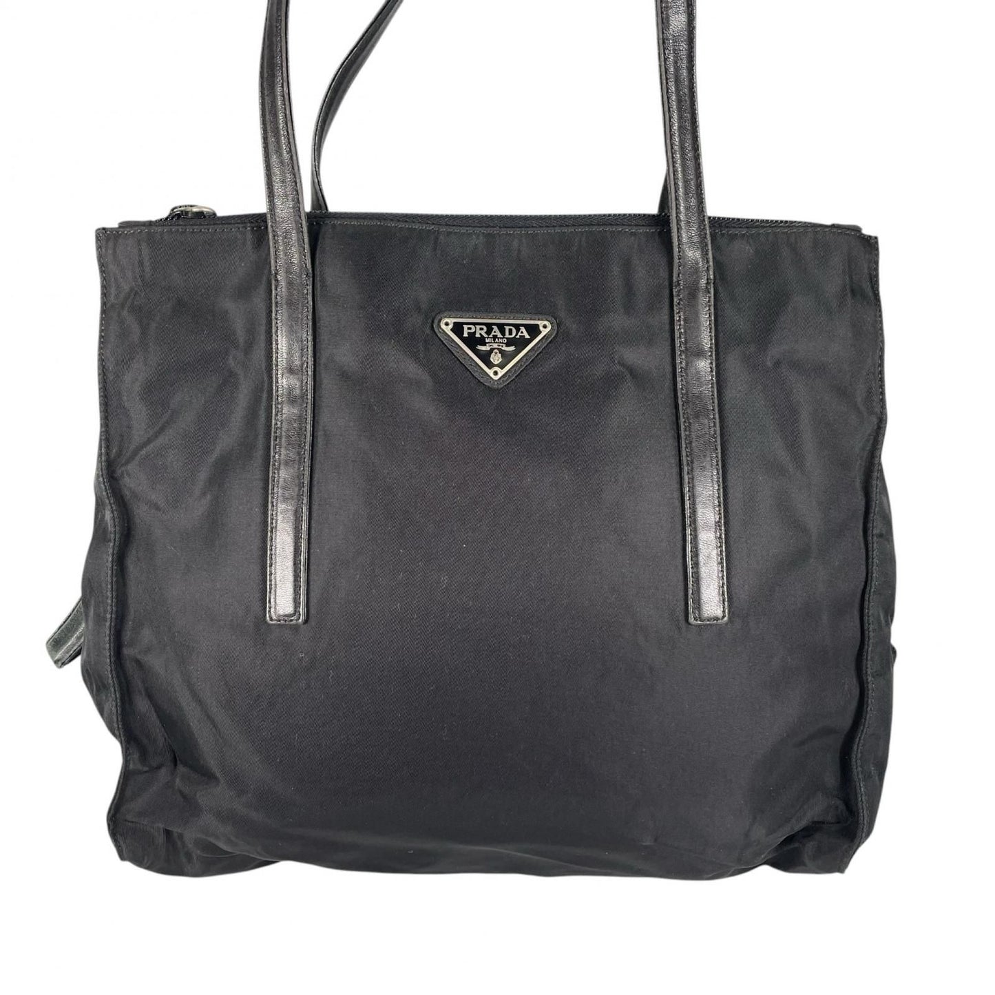 Prada Triangle Logo Tote Bag Nylon Black — view 2