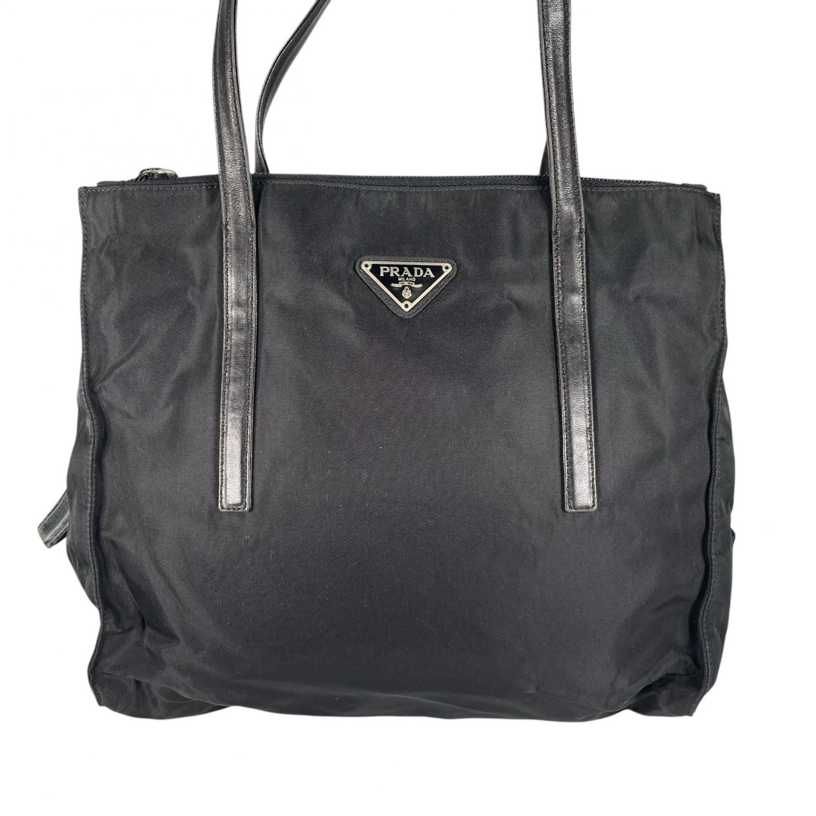 Prada Triangle Logo Tote Bag Nylon Black — view 2
