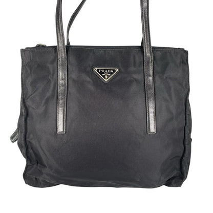 Prada Triangle Logo Tote Bag Nylon Black — view 2