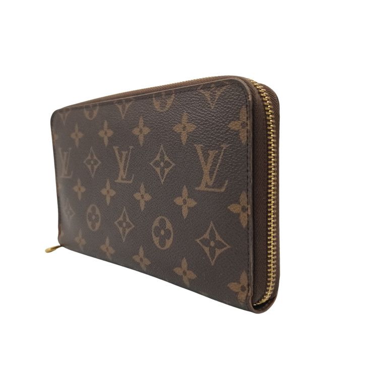 Louis Vuitton Wallet Zippy Organizer Brown Monogram Zip Around Travel Case Gold