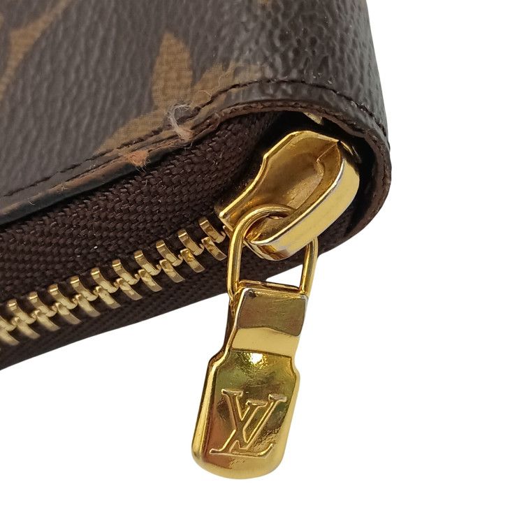 Louis Vuitton Wallet Zippy Organizer Brown Monogram Zip Around Travel Case Gold