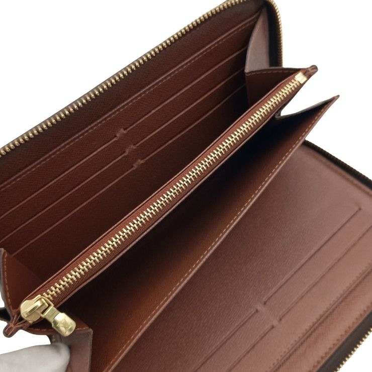 Louis Vuitton Wallet Zippy Organizer Brown Monogram Zip Around Travel Case Gold