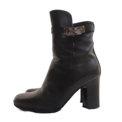 Hermes Joueuse Leather Short Boots Kelly Side Zip 35 Black