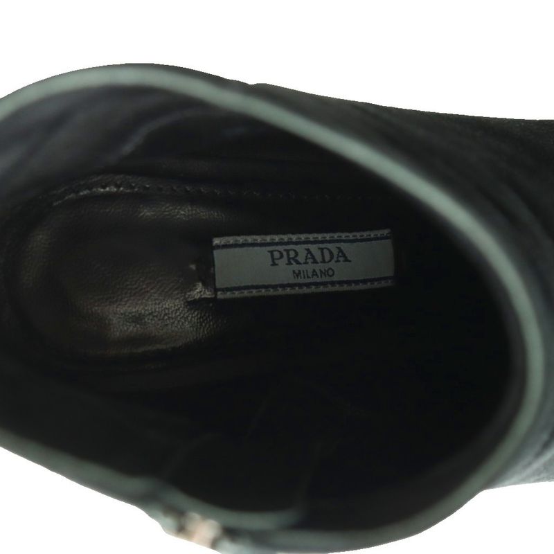 Prada Short Boots High Heel Platform Suede 36 23.0 cm Black