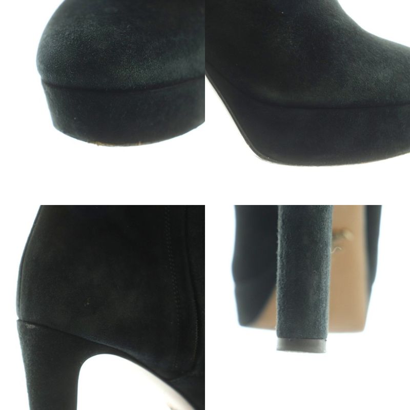 Prada Short Boots High Heel Platform Suede 36 23.0 cm Black