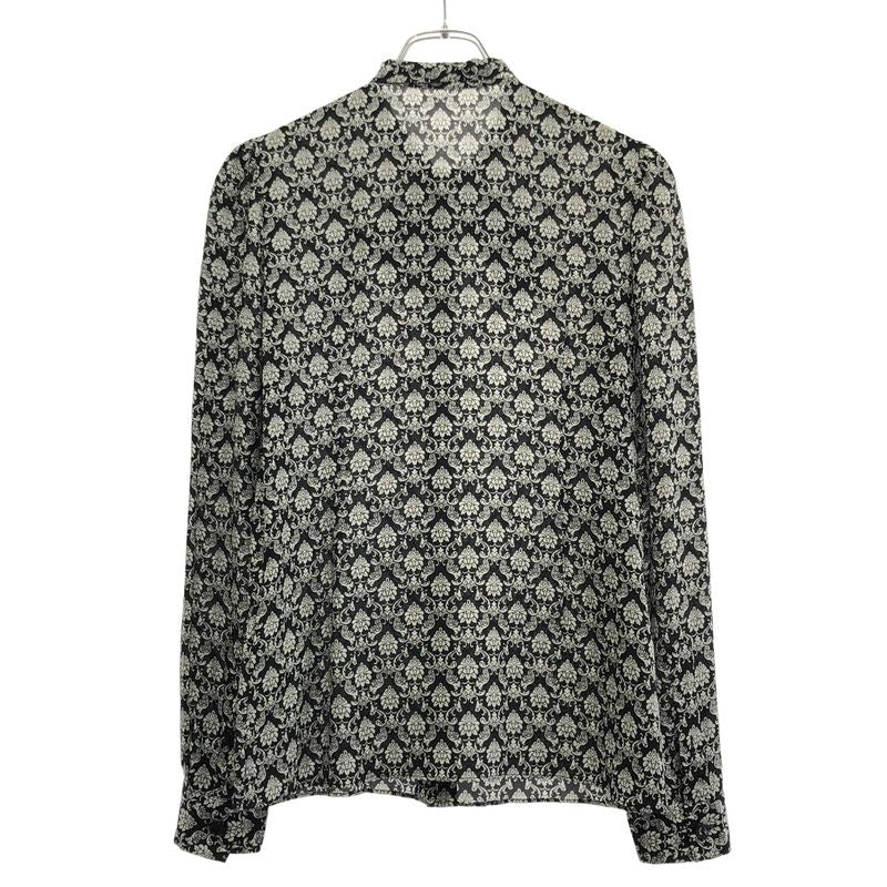 Dolce & Gabbana Damask Print Bowtie Silk Blouse FH Black White 38