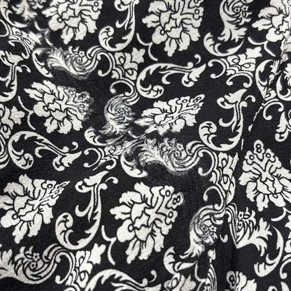 Dolce & Gabbana Damask Print Bowtie Silk Blouse FH Black White 38