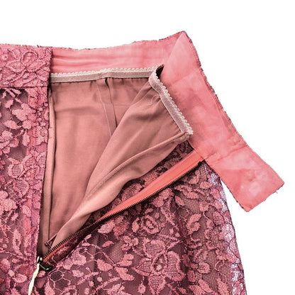 Dolce & Gabbana Lame Lace Mesh Skirt Pink 36
