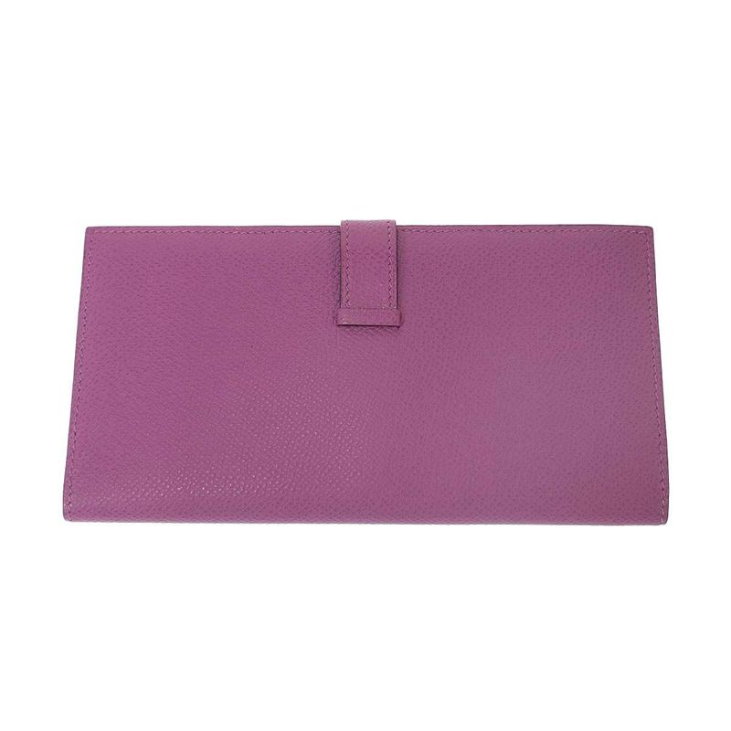 Hermes Bearn Soufflet Souffle Long Leather Wallet Pink