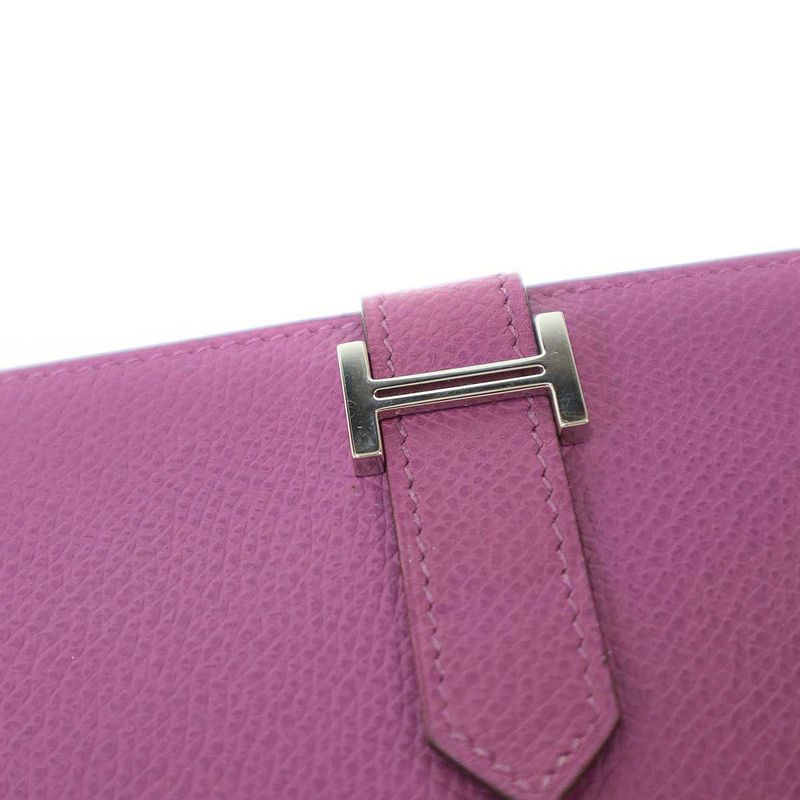 Hermes Bearn Soufflet Souffle Long Leather Wallet Pink