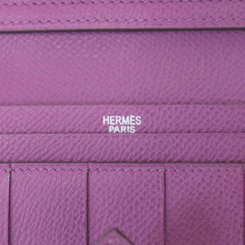 Hermes Bearn Soufflet Souffle Long Leather Wallet Pink