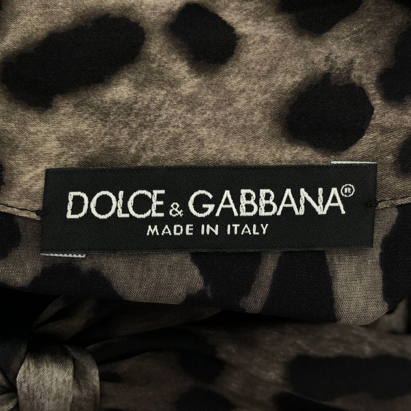 Dolce & Gabbana Leopard Bowtie Silk Blouse Fsaag Gray 36