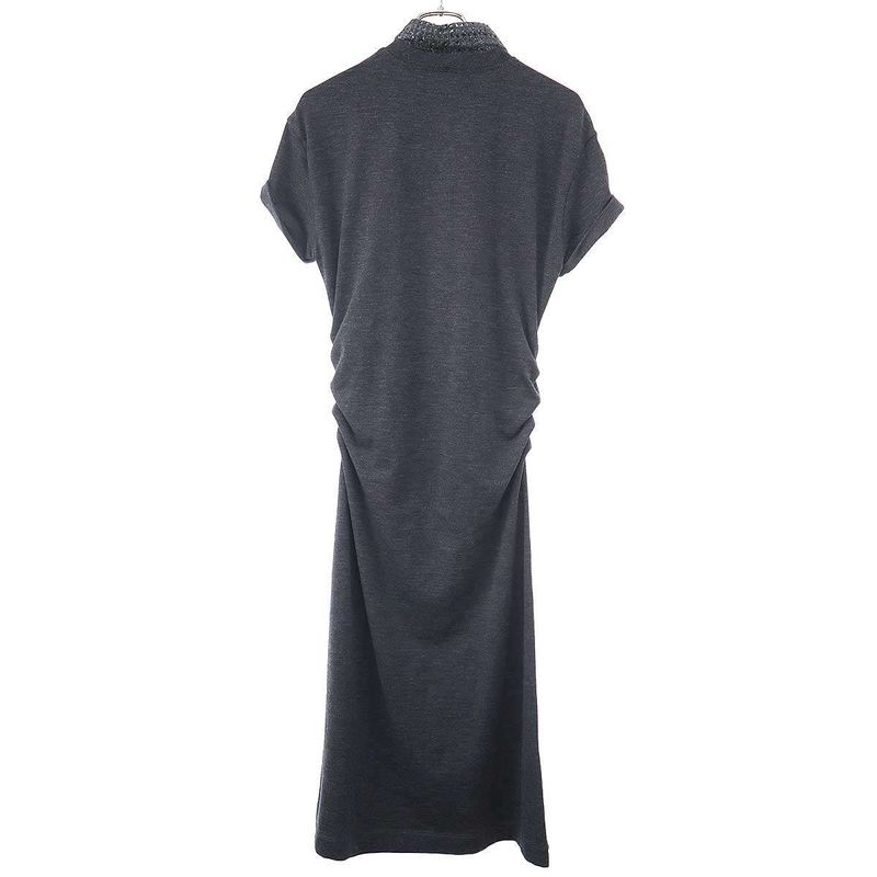 Brunello Cucinelli Spanco Lucara Wool Jersey Dress Gray