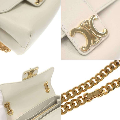 Celine Victoire Triomphe Shoulder Bag Soft Sapul Cafskin White