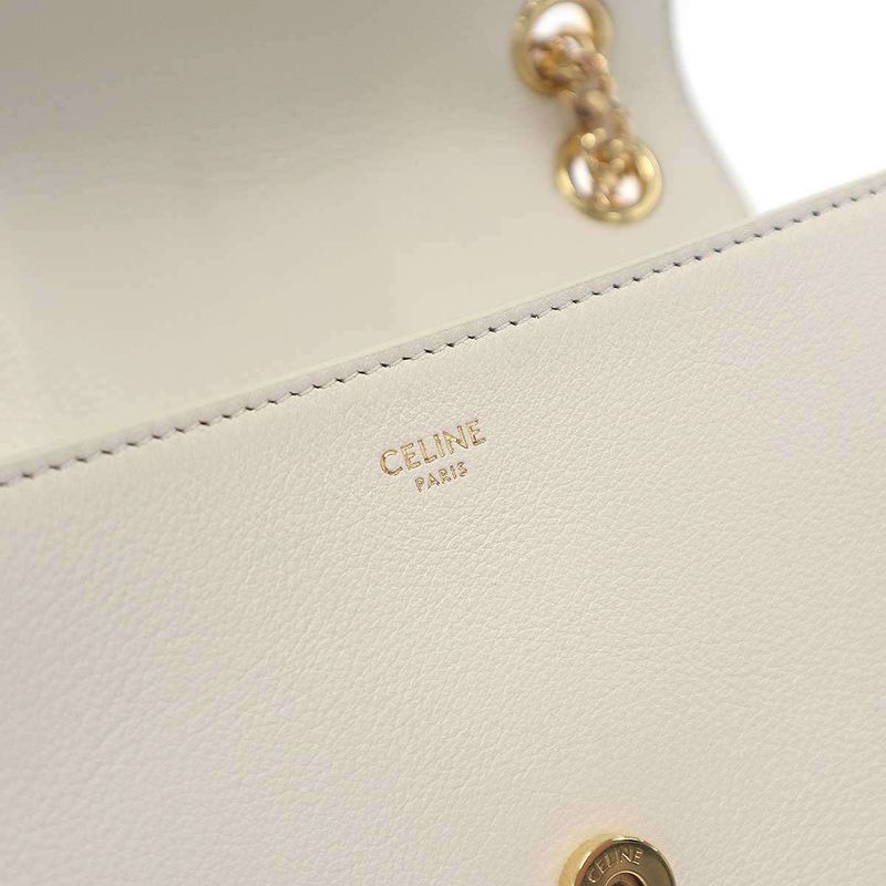 Celine Victoire Triomphe Shoulder Bag Soft Sapul Cafskin White