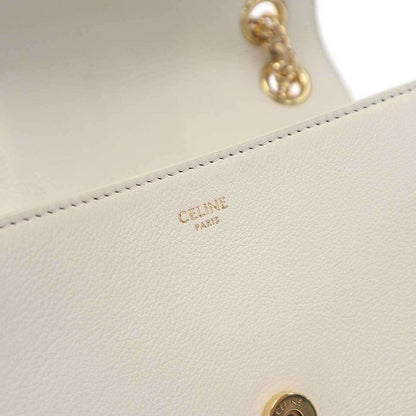 Celine Victoire Triomphe Shoulder Bag Soft Sapul Cafskin White