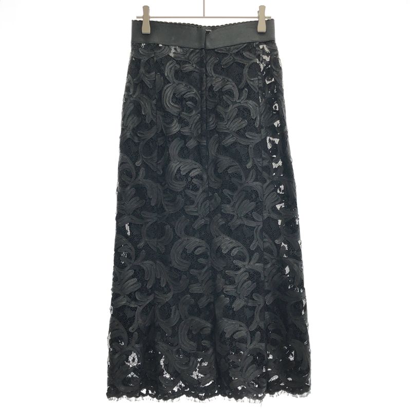 Dolce & Gabbana Tape Embroidered Lace Skirt Flmyf Black 40