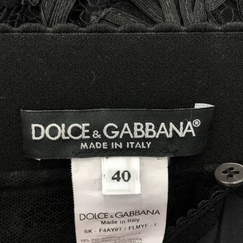 Dolce & Gabbana Tape Embroidered Lace Skirt Flmyf Black 40