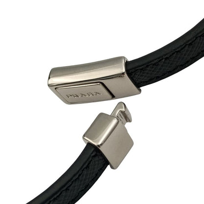 Prada Bracelet Saffiano Nero Leather Silver