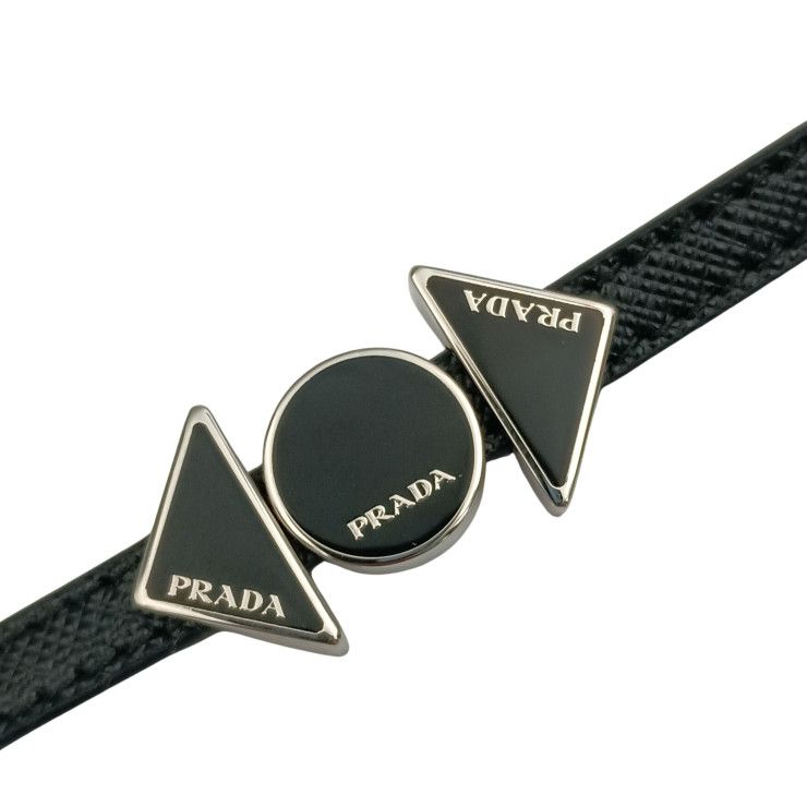Prada Bracelet Saffiano Nero Leather Silver