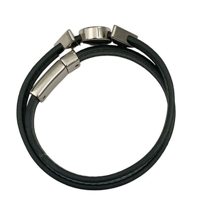 Prada Bracelet Saffiano Nero Leather Silver