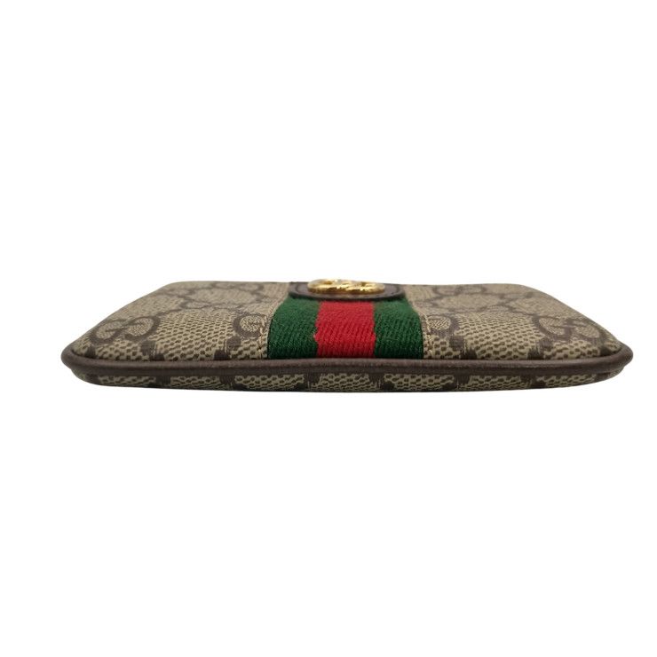Gucci Coin Case Ophidia Beige Brown GG Supreme Gold