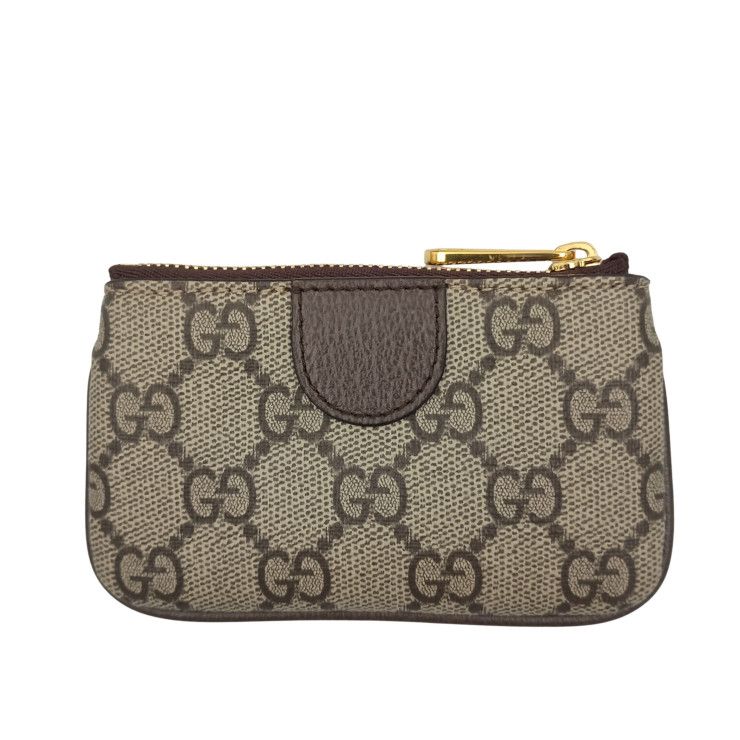 Gucci Coin Case Ophidia Beige Brown GG Supreme Gold