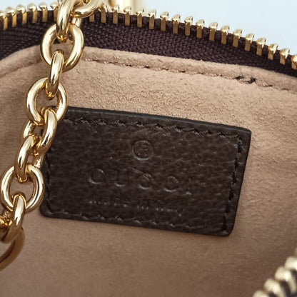 Gucci Coin Case Ophidia Beige Brown GG Supreme Gold