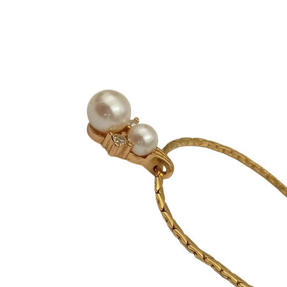 Dior Necklace Gold Metal Line Stone Faux Pearl