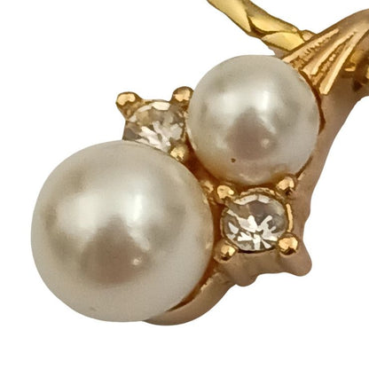 Dior Necklace Gold Metal Line Stone Faux Pearl