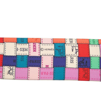 Hermes Twilly Bolduc AU Carre Check Scarf Multicolor Silk