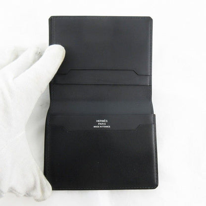 Hermes Manhattan Card Case Billfold Wallet Bifold Black Box Calf Veau Swift